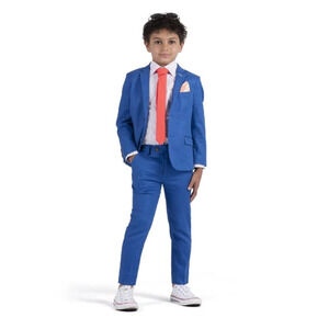 APPAMAN Boy's Two Piece Stretch Mod Suit Size 6 Nautical Blue Long Sleeve NWT